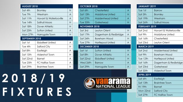 2018-19 season fixtures announced